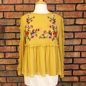 Zara Trafaluc Embroidered Blouse